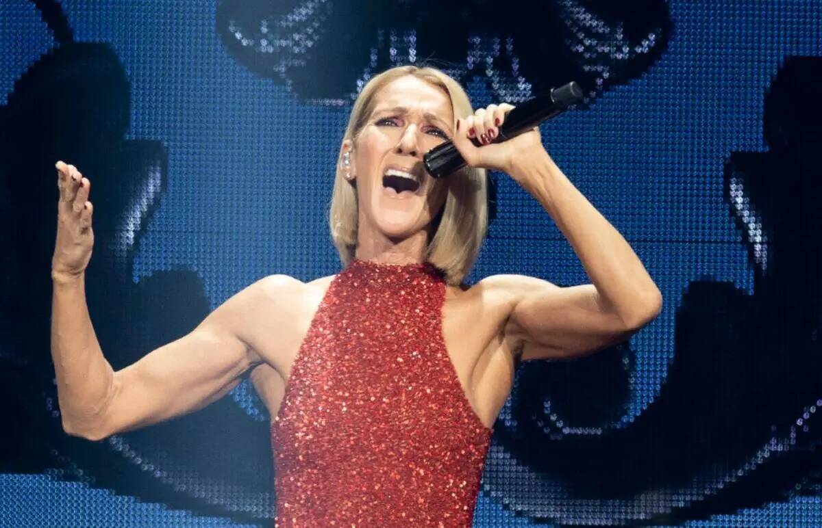 Celine Dion se presenta durante su gira Courage en la ciudad de Quebec el 18 de septiembre de 2 ...