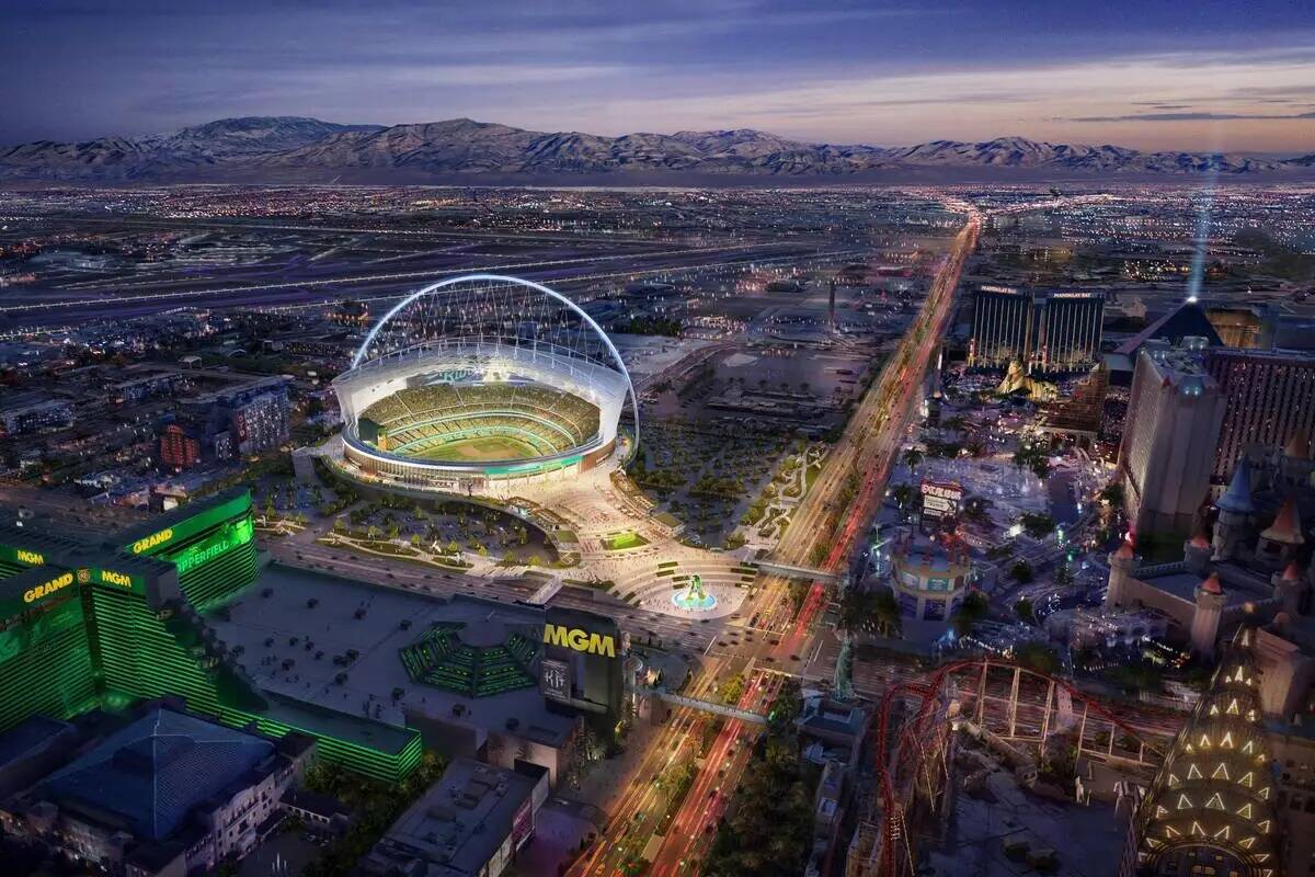 Representación digital de lo que podría ser el estadio de los Oakland Athletics en Las Vegas. ...