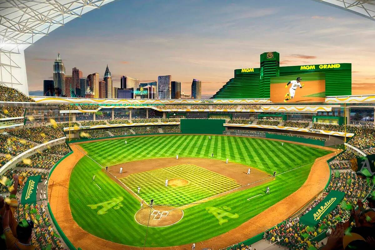 Esta representación digital proporcionada por los Oakland Athletics el 26 de mayo de 2023, mue ...