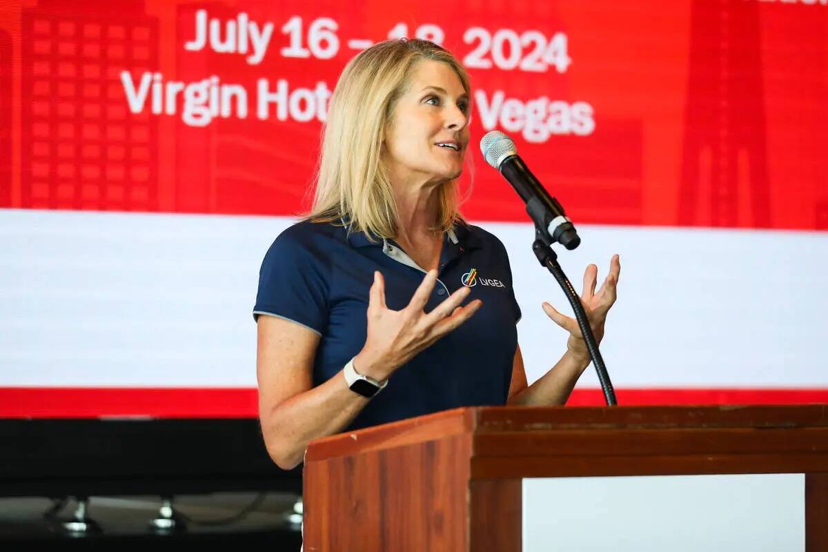 Tina Quigley, presidenta y directora ejecutiva de Las Vegas Global Economic Alliance, habla en ...