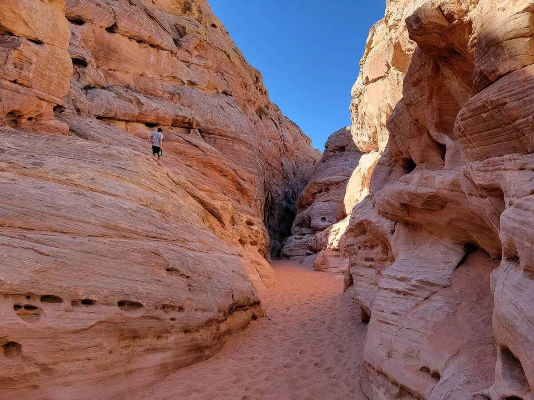 Una pintoresca grieta de un cañón es uno de los puntos destacados del White Domes Loop del Va ...