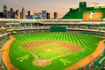 Vista del nuevo estadio propuesto en el sitio de Tropicana en Las Vegas. (Oakland Athletics ví ...