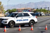 Un vehículo de la policía de North Las Vegas el miércoles 3 de agosto de 2023. (Bizuayehu Te ...