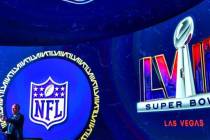El gobernador Joe Lombardo habla durante una rueda de prensa del Super Bowl en Vu Las Vegas el ...