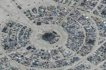 Vista general del festival Burning Man en Black Rock el lunes 28 de agosto de 2023. (©2023 Max ...