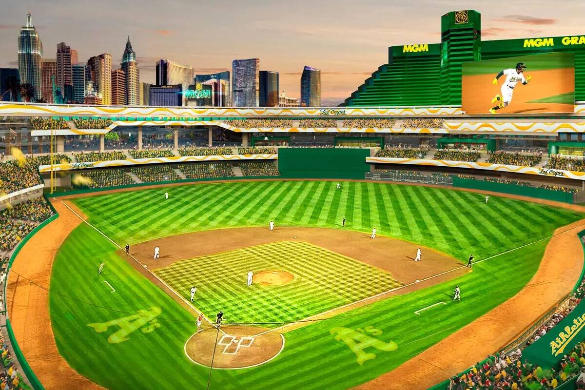 Esta representación digital proporcionada por los Oakland Athletics el 26 de mayo de 2023, mue ...