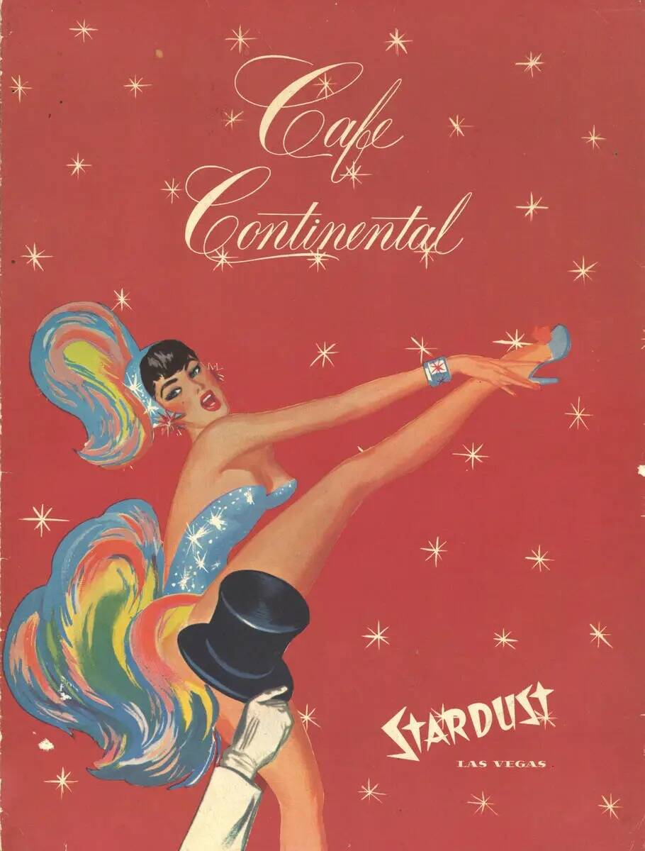Una corista en plena presentación aparece en esta portada de menú del antiguo Café Continent ...