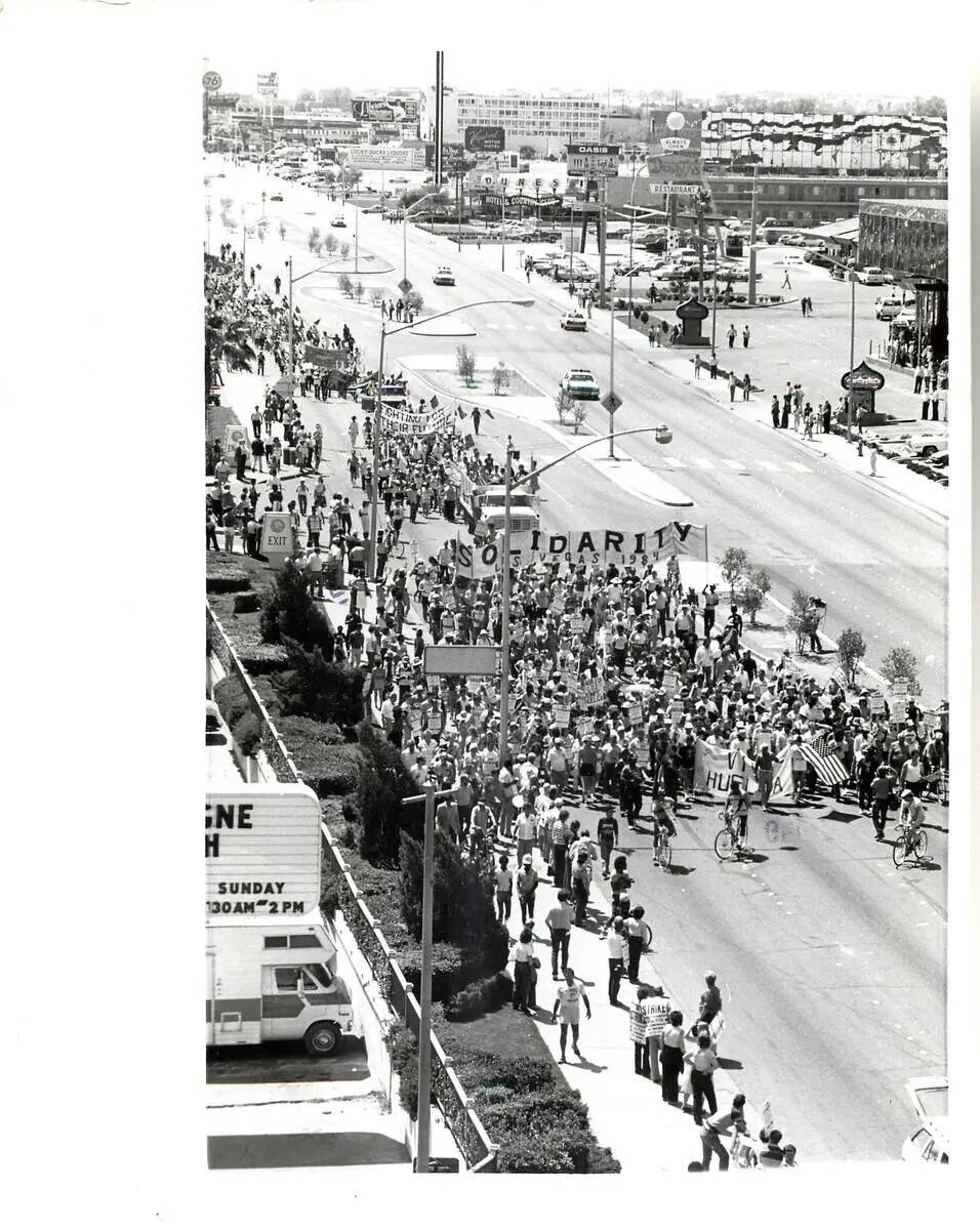 La huelga del sindicato de la culinaria comienza en abril de 1984. (Las Vegas Review-Journal)