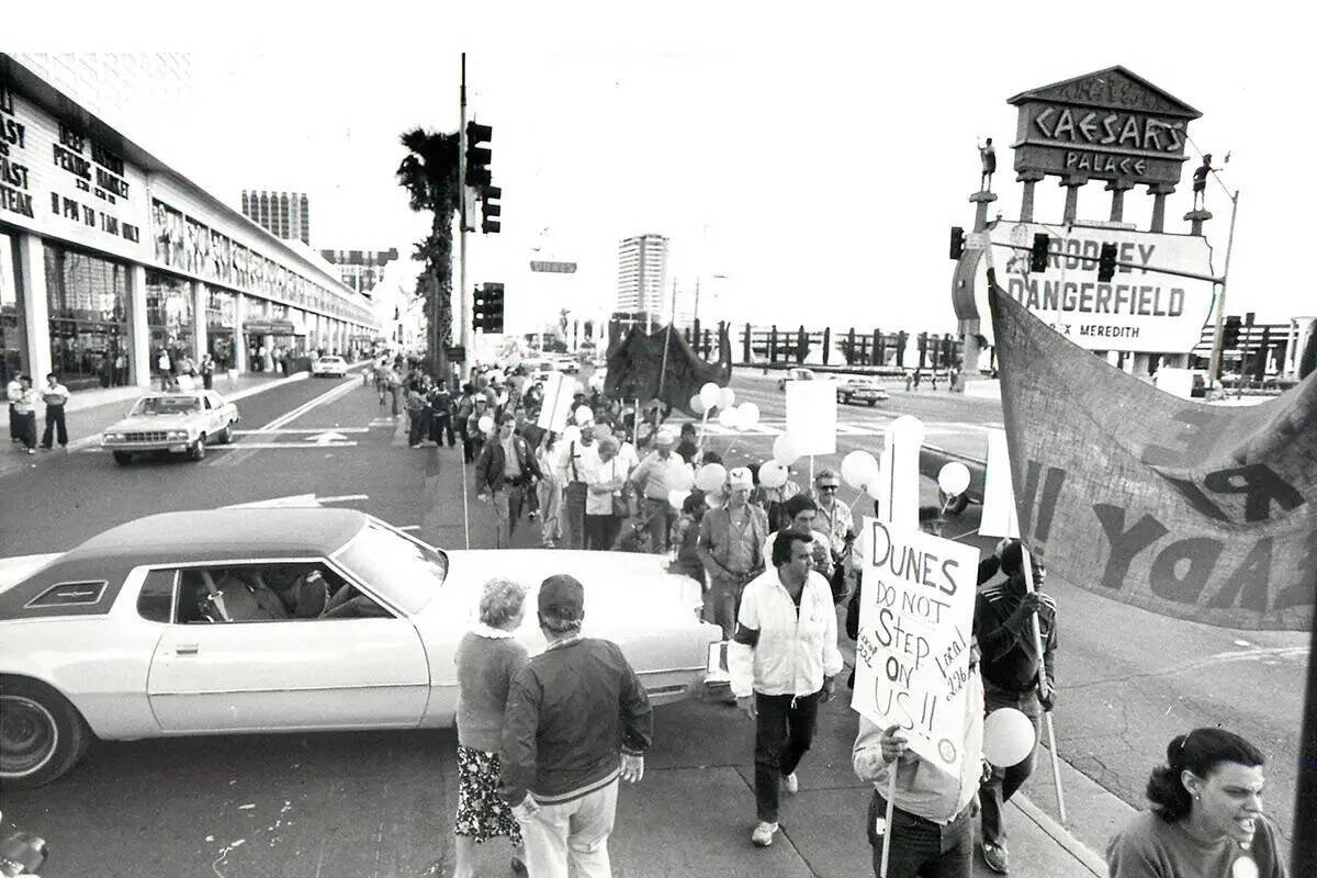 Manifestaciones en el Strip en 1984. (Las Vegas Review-Journal)
