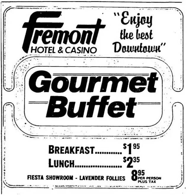 Anuncio del Buffet Gourmet del Fremont Hotel & Casino del 20 de septiembre de 1983. (Las Vegas ...