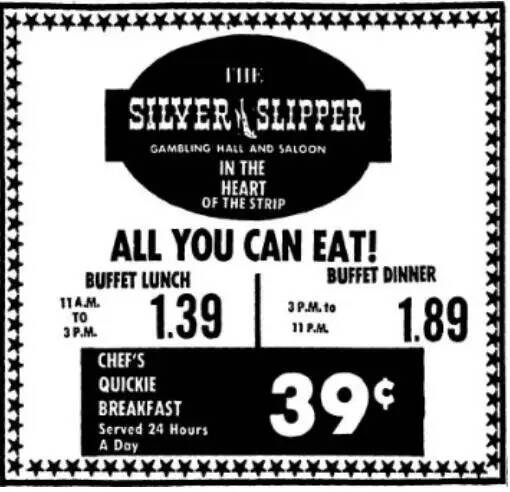 Anuncio de buffet del Silver Slipper del 21 de noviembre de 1973. (Las Vegas Review-Journal)