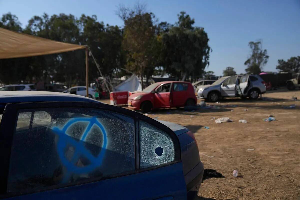 El sitio de un festival de música cerca de la frontera con la Franja de Gaza en el sur de Isra ...