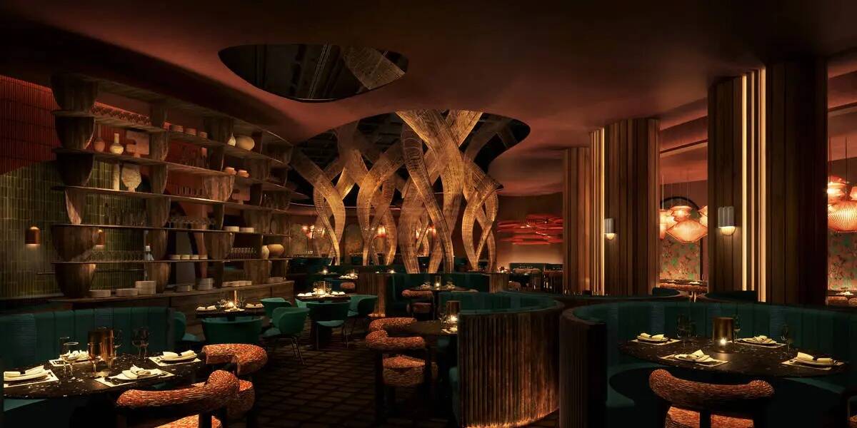 Representación de Komodo, un restaurante de comida asiática, en Fontainebleau Las Vegas, cuya ...