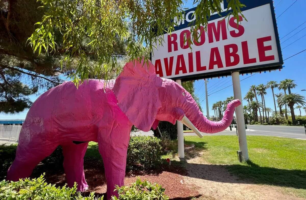 Este elefante rosa ha estado fuera de lo que ahora se conoce como el Diamond Inn Motel desde al ...