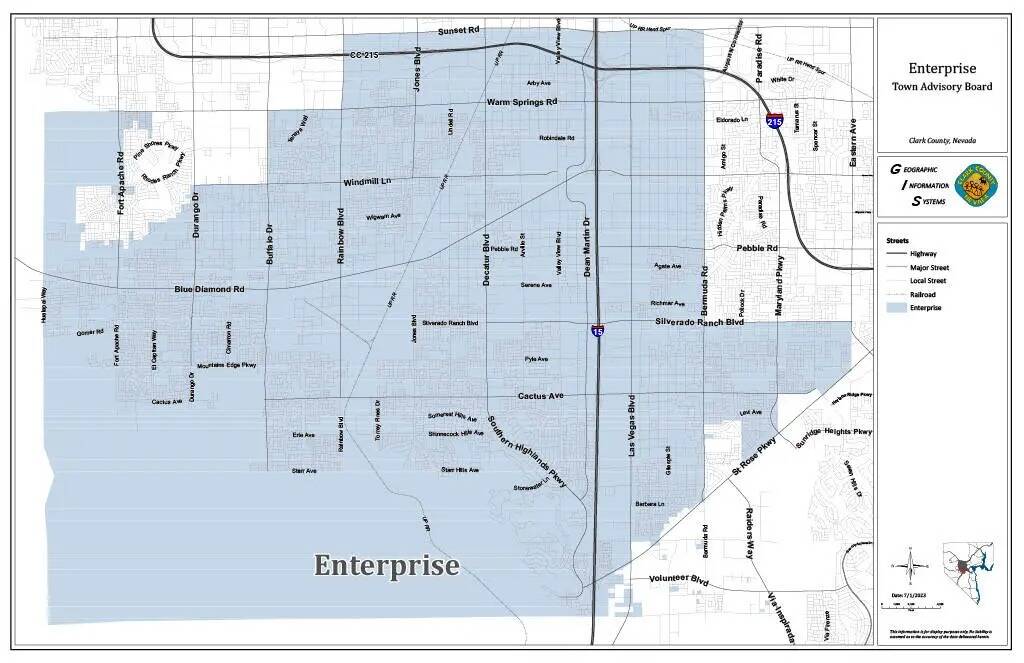 Un mapa de Enterprise. Foto cortesía del condado de ClarkUn mapa de Enterprise. Foto cortesía ...