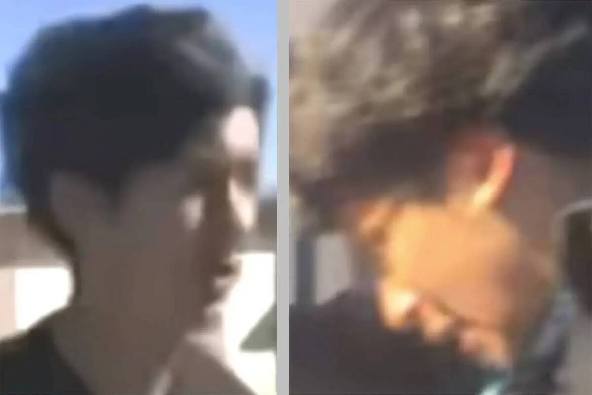 Fotos tomadas de video de dos adolescentes que la policía cree que son sospechosos de la golpi ...