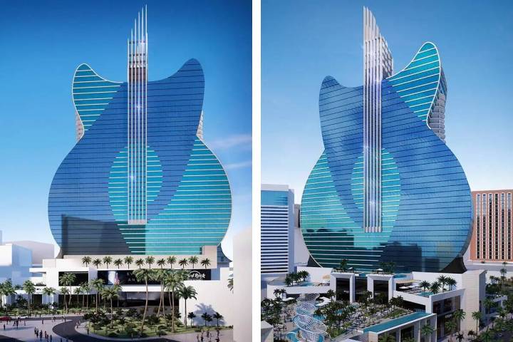 Un render de la torre hotelera en forma de guitarra que Hard Rock International planea construi ...