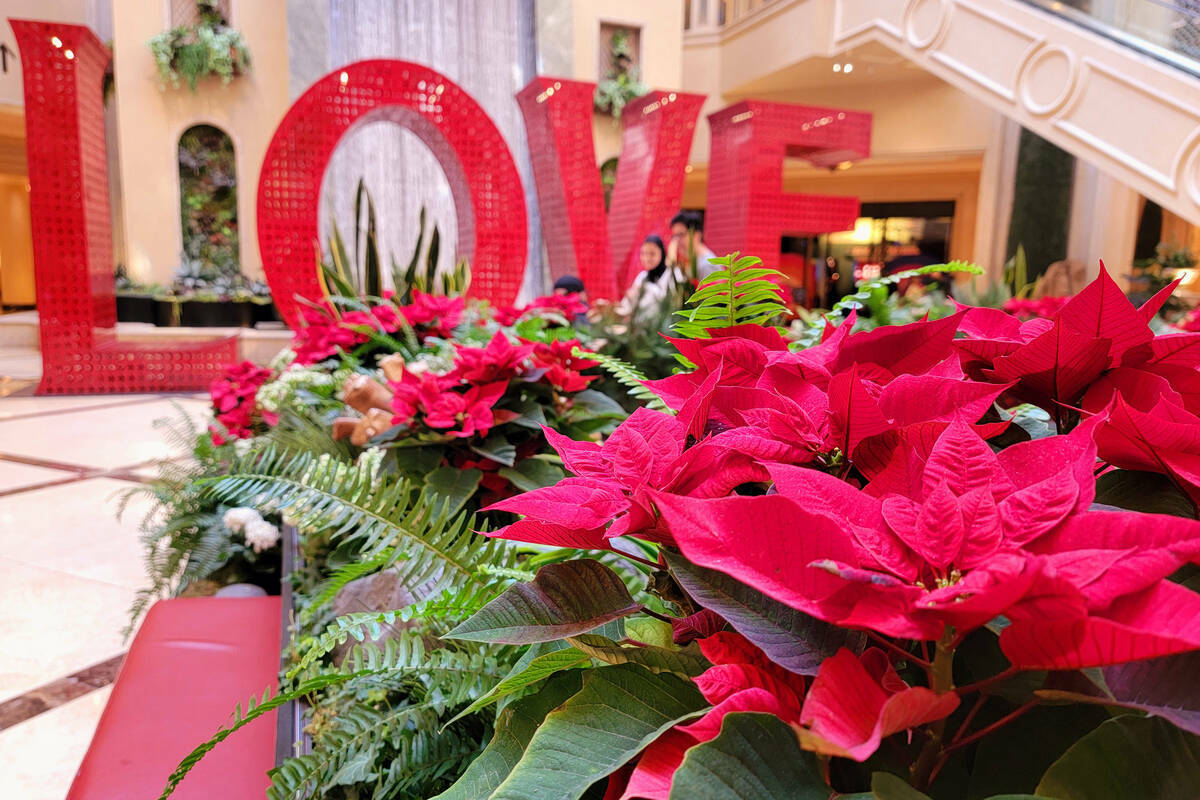El letrero de ‘Love’ es un lugar popular para las fotografías en el Waterfall Atrium de Th ...