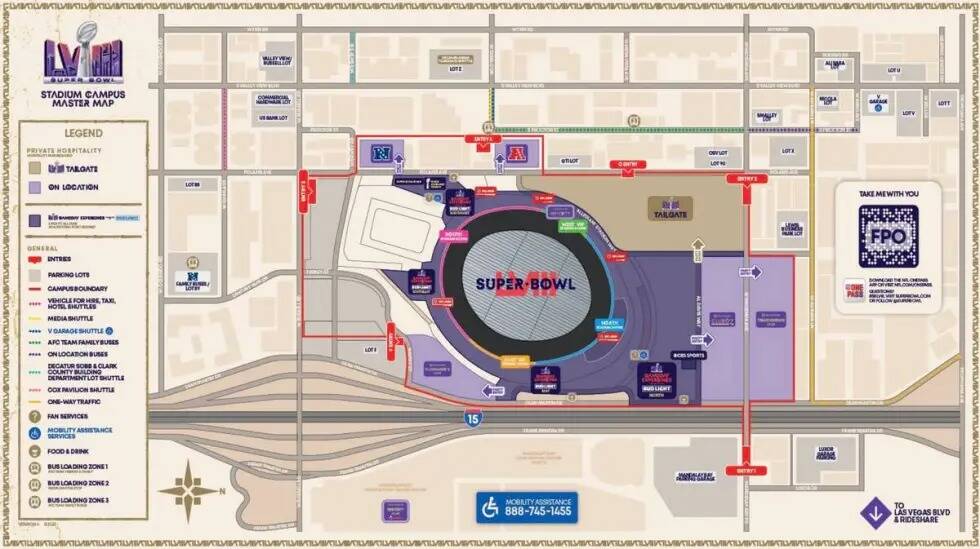 Representación de la zona del Super Bowl en el campus del Allegiant Stadium de Las Vegas. (NFL)