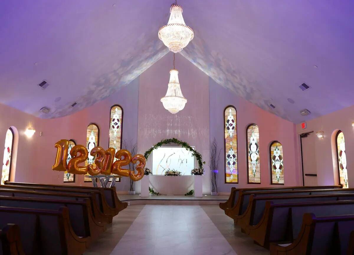 La capilla de bodas en Vegas Weddings se muestra, el martes, 19 de diciembre 2023, en Las Vegas ...