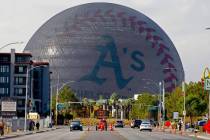La MSG Sphere muestra el mensaje de los A's después de que los dueños de la MLB aprobaran el ...