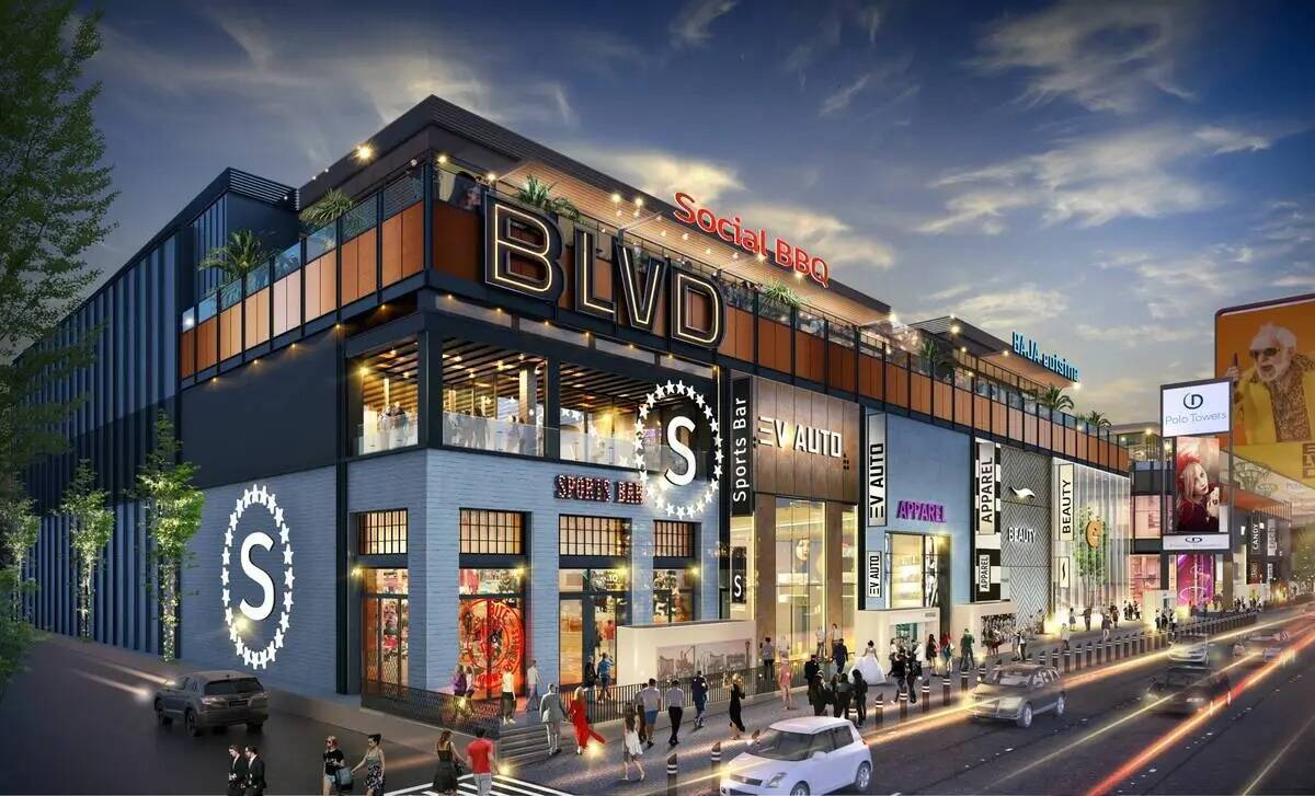 Representación del centro comercial BLVD que se está construyendo en el Strip de Las Vegas y ...