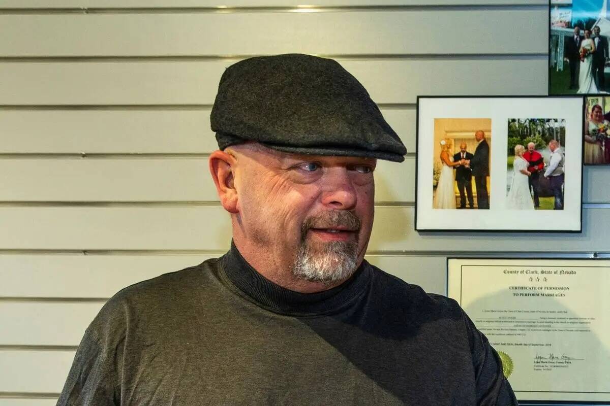 El dueño de Gold & Silver Pawn Shop, Rick Harrison, es visto en Chapels at the Pawn en febrero ...