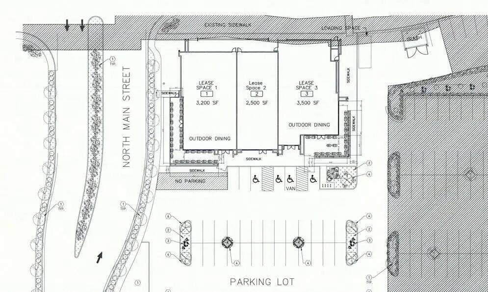 Planos del sitio de un restaurante de 9,200 pies cuadrados que podría añadirse a Town Square. ...