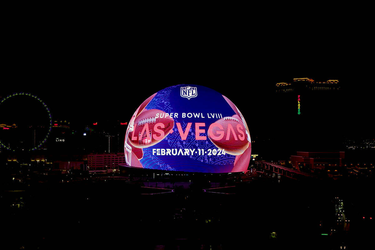 Una imagen de la programación de la semana del Super Bowl de The Sphere. (Sphere Entertainment)
