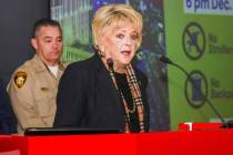 La alcaldesa de Las Vegas, Carol Goodman, habla durante la rueda de prensa de Año Nuevo 2023 c ...