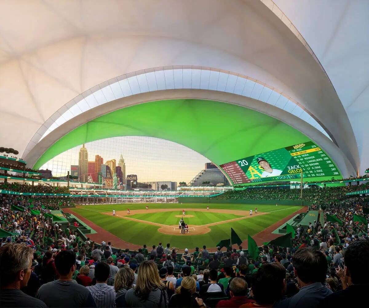 Renders del estadio que los Oakland Athletics tienen previsto construir en Las Vegas. (Cortesí ...