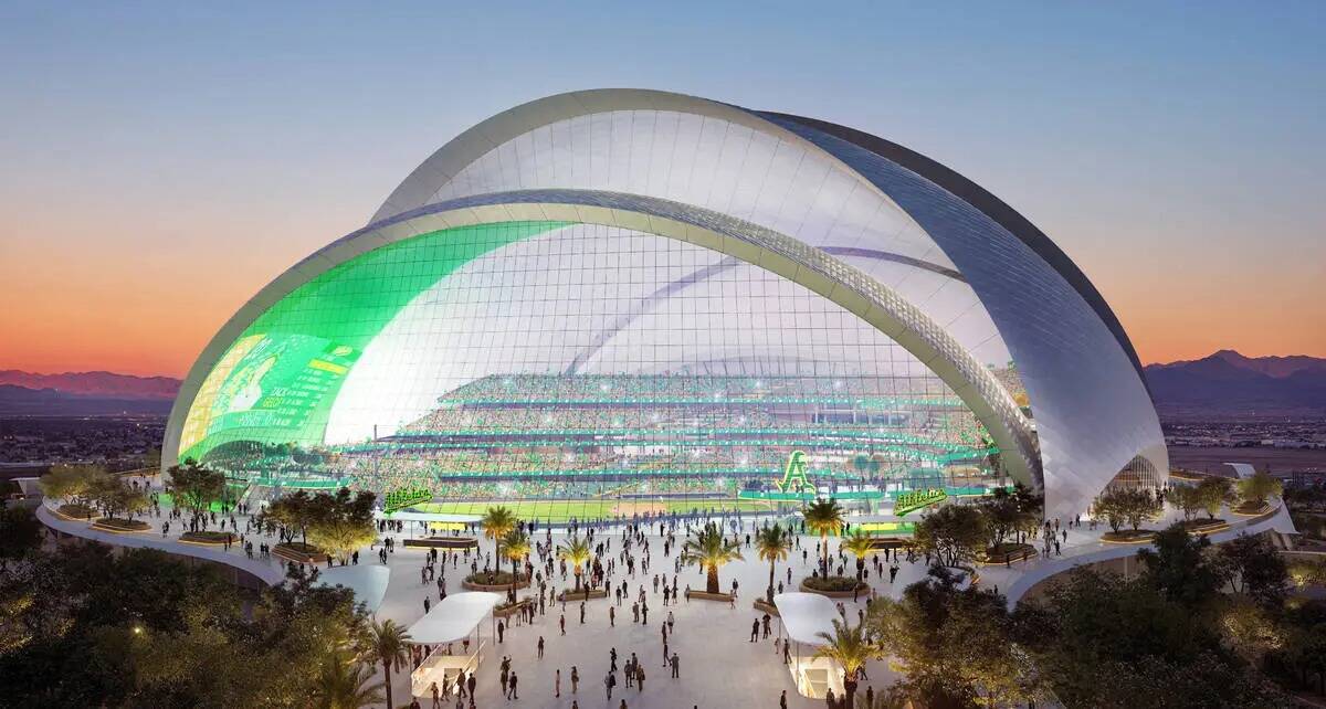 Renders del estadio que los Oakland Athletics tienen previsto construir en Las Vegas. (Cortesí ...