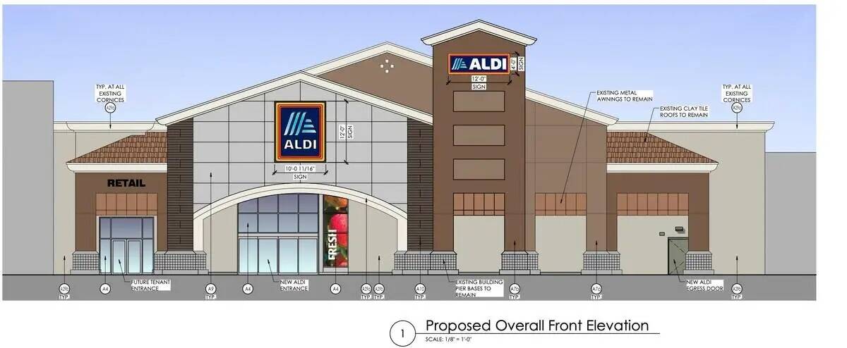 Representación del exterior del propuesto Aldi ubicado en Henderson. (Ciudad de Henderson)