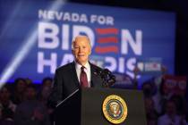 El presidente Joe Biden habla durante un acto de campaña previo a las elecciones primarias de ...