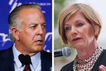 El gobernador de Nevada, Joe Lombardo, izquierda, ha apoyado un proyecto de ley patrocinado por ...