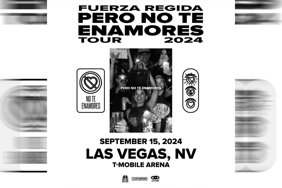 Promocional de Fuerza Regida para su concierto en el Strip de Las Vegas (Cortesía Live Nation)