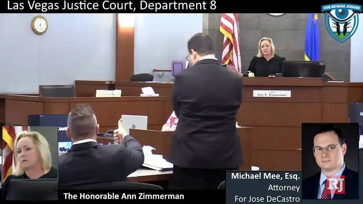 El YouTuber José "Chille" DeCastro es visto en el Tribunal de Justicia de Las Vegas en marzo d ...