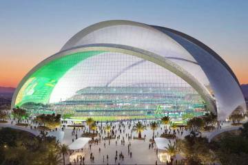 Representación artística del estadio que los Oakland Athletics tienen previsto construir en L ...