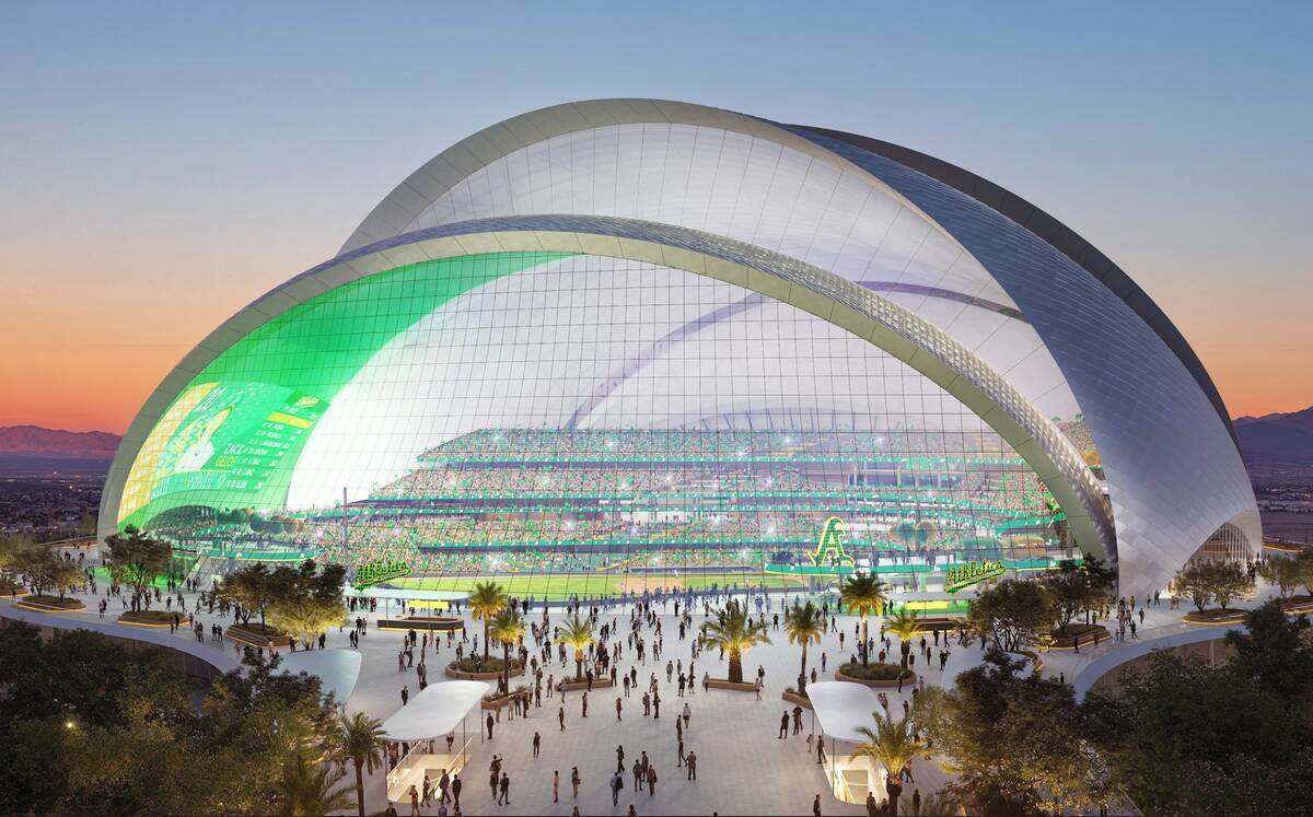 Representación artística del futuro estadio de los Oakland Athletics en Las Vegas. (Atletismo)