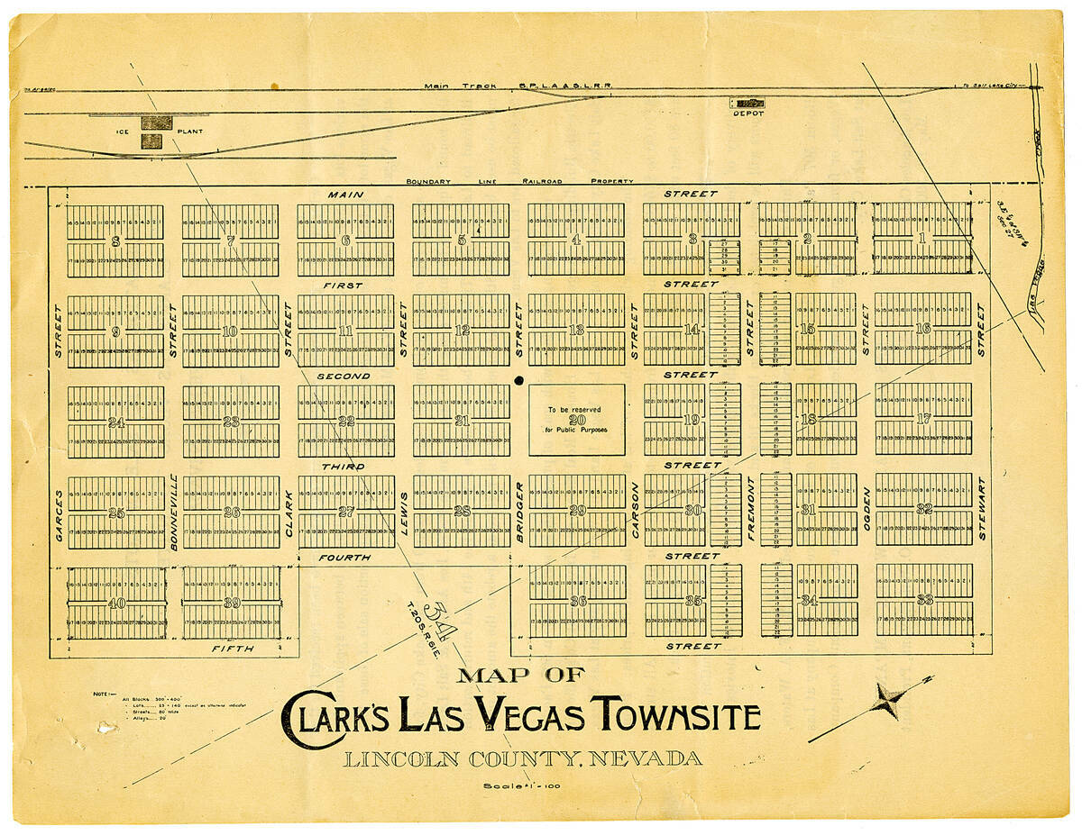 Mapa de los terrenos a la venta en la ciudad de Clark Las Vegas. (Cortesía de UNLV Special Col ...