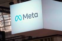 El logo de Meta se ve en el show Vivatech en París, Francia, el 14 de junio de 2023. (Foto AP/ ...