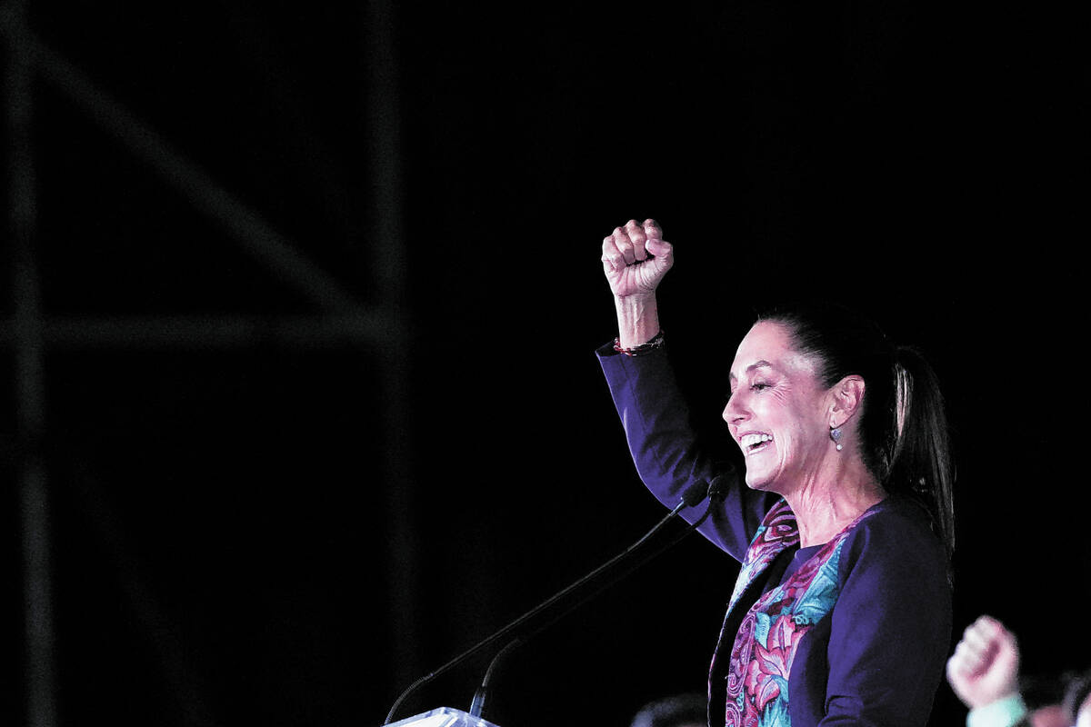 Future President Claudia Sheinbaum addresses supporters at the Zocalo, Mexico City's main squar ...