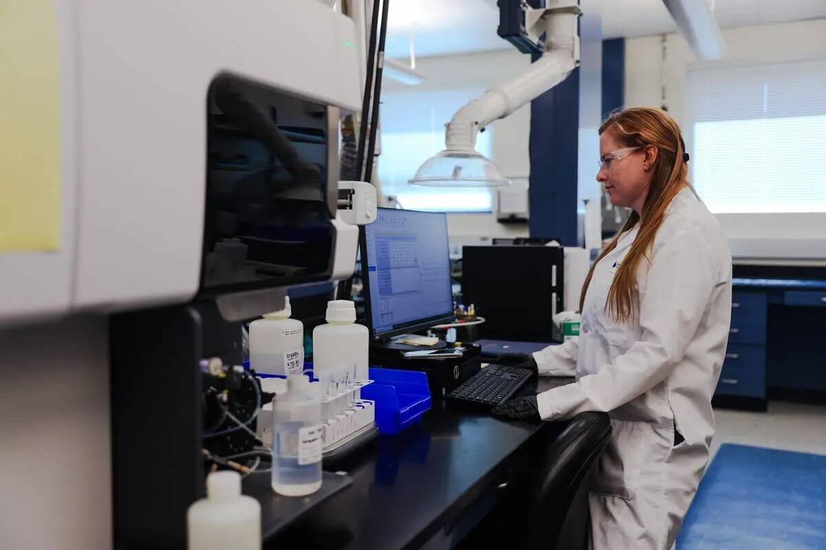 Jennifer McCarville, científica de laboratorio de la Autoridad del Agua del Sur de Nevada, tra ...