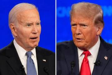 El presidente Joe Biden, a la izquierda, y el candidato presidencial republicano, el expresiden ...