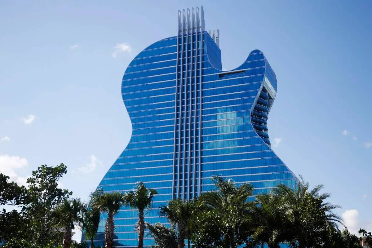 ARCHIVO - El hotel en forma de guitarra se ve en el Hard Rock Hotel and Casino el 24 de octubre ...