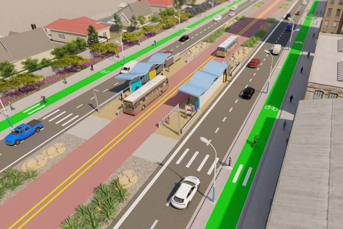 Representación artística del aspecto que podría tener Boulder Highway en Henderson tras el p ...