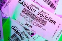 Vales de dinero no canjeados de los casinos de Las Vegas el miércoles 17 de agosto de 2022, en ...