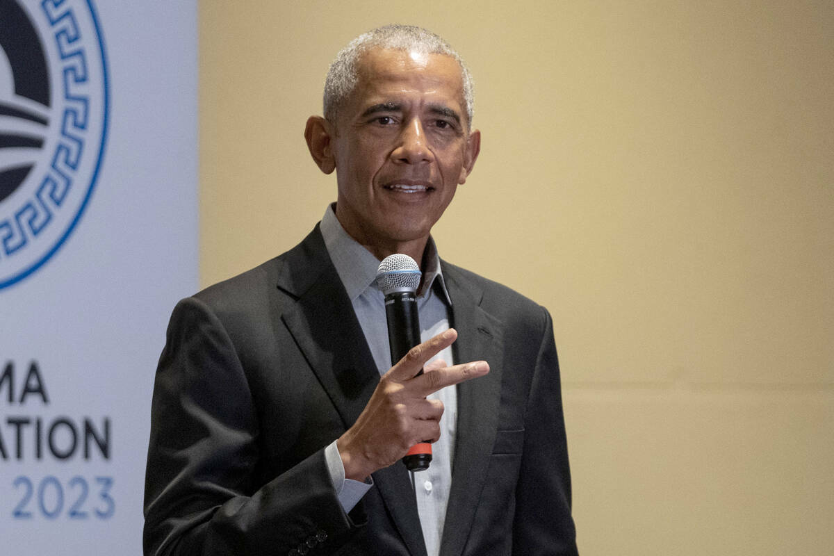 El expresidente Barack Obama habla en Atenas, Grecia, el 21 de junio de 2023. (Foto de AP/Petro ...