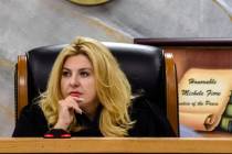 La jueza del Condado Nye y exconcejal de la ciudad de Las Vegas, Michele Fiore, compareció por ...