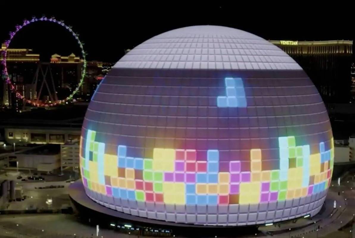 Sphere en Las Vegas se convierte en un juego gigante de Tetris durante el CES (Crédito Sphere ...